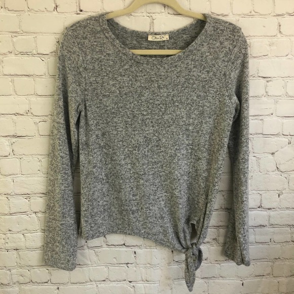 Olivia Rae Tops - Olivia Rae Tie Side Soft Gray Long Sleeve Top NWT